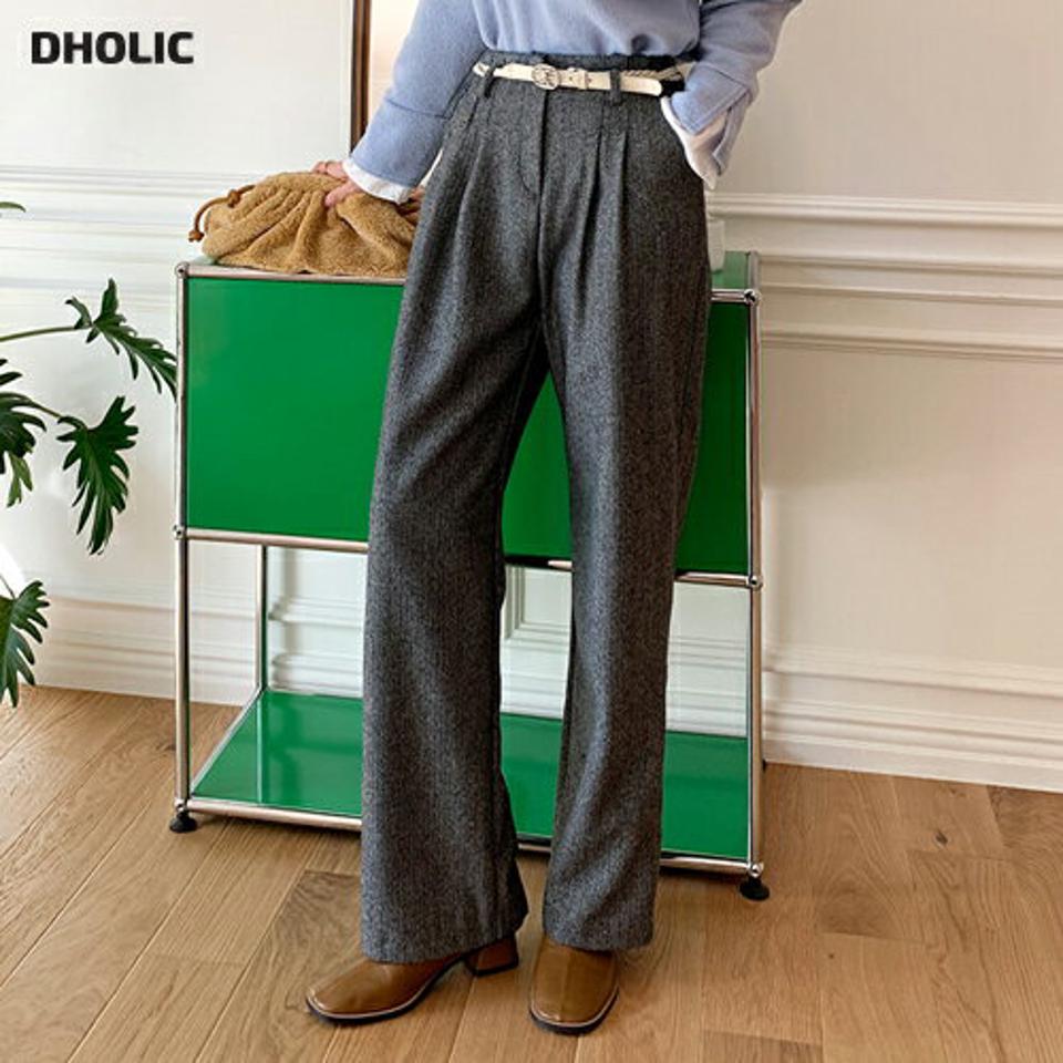 起毛ヘリンボーンスラックスパンツ・全2色・t00629 レディース 【pt】スラックス パンツ ズボン ロングパンツ 長ズボン ヘリンボーン 起毛 シック ウール 大人 オフィスカジュアル ストレート ツータック 冬 韓国ファッション ハイホリHIHOLLI