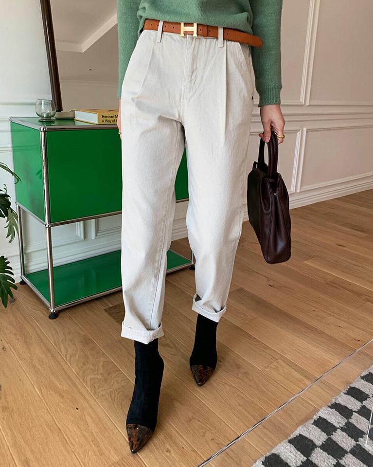 裏起毛テーパードパンツ・全3色・t00635 レディース 【pt】パンツ ズボン ロングパンツ 長ズボン テーパードパンツ 裏起毛 単色 無地 シンプル ベーシック 大人 きれいめ 暖かい ピンタック 冬 韓国ファッション ハイホリHIHOLLI