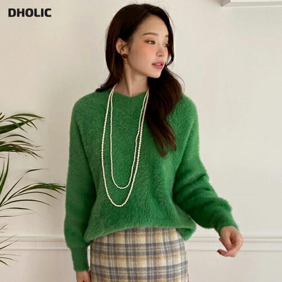 Vネックファータッチニット・全4色・b00615 レディース 【tops】トップス ニット 長袖 ファー Vネック ニットトップス カジュアル ラフ シンプル カラーニット 冬 高見え 韓国ファッション ハイホリHIHOLLI 年上