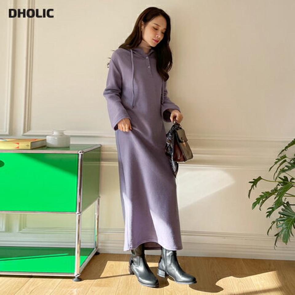 起毛Iラインフードワンピース・全3色・b00621 レディース 【ops】ワンピース ロング丈 ロングワンピース フード フーディー Iライン 起毛 長袖 単色 無地 シンプル ルーズ カジュアル ワンマイルウェア 秋 冬 骨格ナチュラル 韓国ファッション ハイホリHIHOLLI