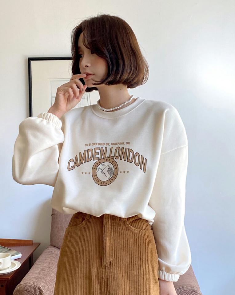 裏起毛ストリングLONDONスウェット・全4色・b65799 レディース 【tops】韓国ファッション トップス スウェット 大人 長袖 ラウンドネック 裏起毛 ストリング レタリング ロゴ シンプル カジュアル ルーズ 異素材 体型カバー 細身 フェミニン 上品 秋 冬
