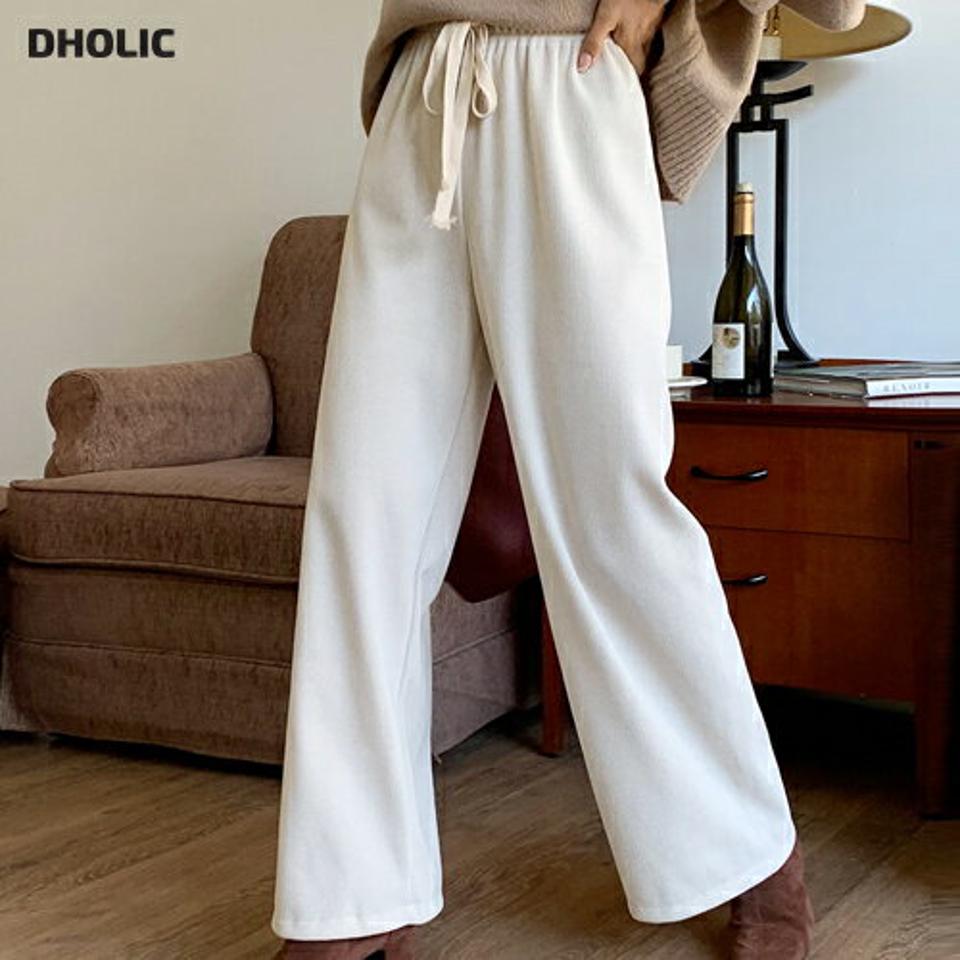 ドロストリブワイドパンツ・全3色・b65817 レディース 【pt】韓国ファッション ボトムス ロング ロングパンツ ドロストリブ ワイドパンツ コーデュロイ ロング丈 ストレート 無地 シンプル 体型カバー カジュアル デイリー 秋 冬