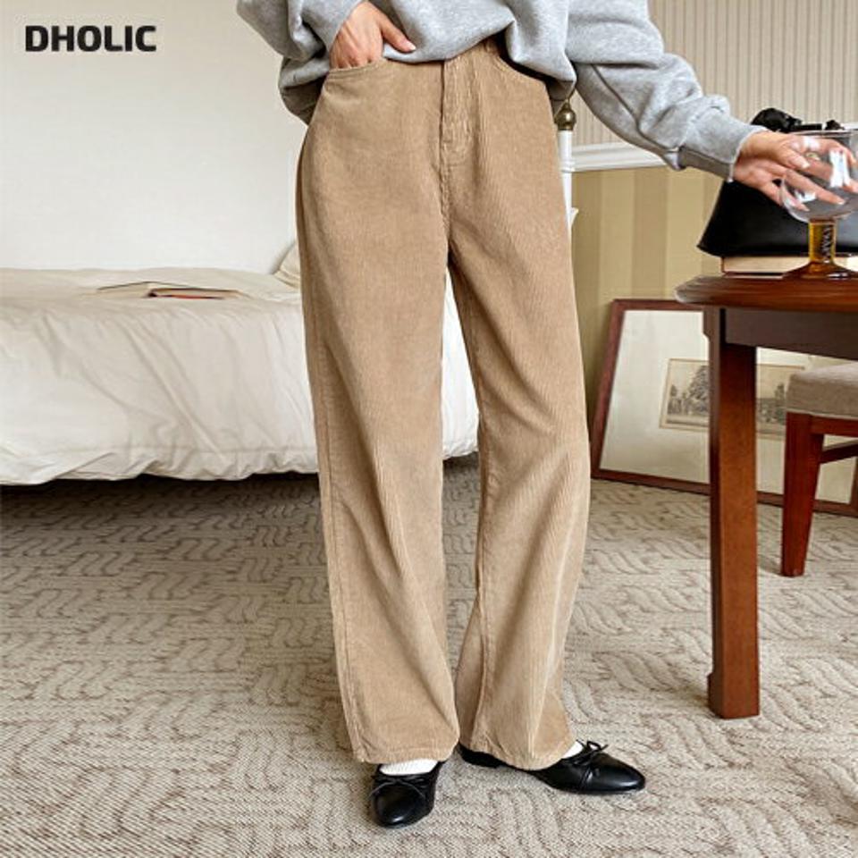 コーデュロイワイドパンツ・全3色・t65816 レディース 【pt】韓国ファッション ボトムス ロング ロングパンツ コーデュロイ ワイドパンツ ロング丈 ハイウエスト ストレート シンプル 体型カバー カジュアル デイリー 秋 冬