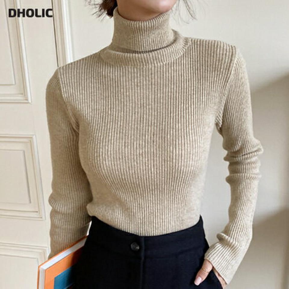 リブタートルネックニット・全5色・b58514 レディース 【tops】韓国ファッション トップス ニット 大人 長袖 タートルネック スリム リブ 無地 ベーシック シンプル 異素材 体型カバー フェミニン カジュアル デイリー ガーリー 秋 冬
