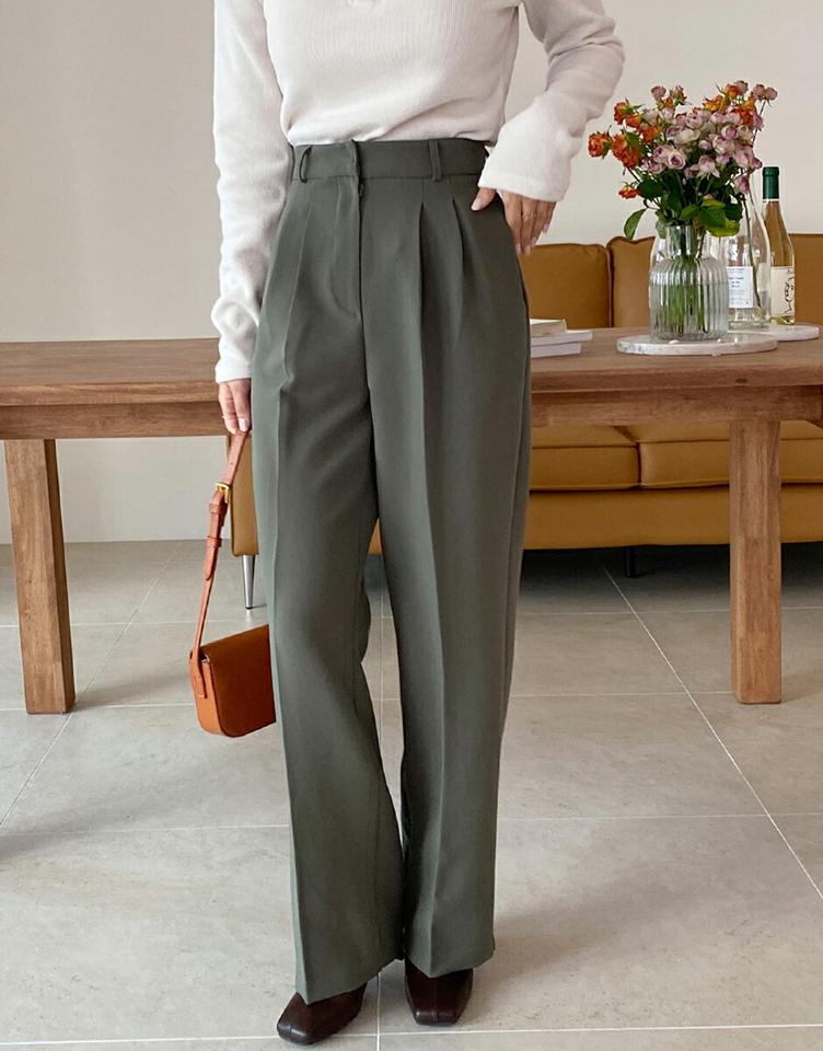 ツータックワイドスラックス・全3色・b58548 レディース 【pt】韓国ファッション ボトムス ロング ロングパンツ スラックスパンツ スラックス ツータック ワイド レーヨン混 ロング丈 無地 ベーシック シンプル カジュアル 秋 冬 クリスマス