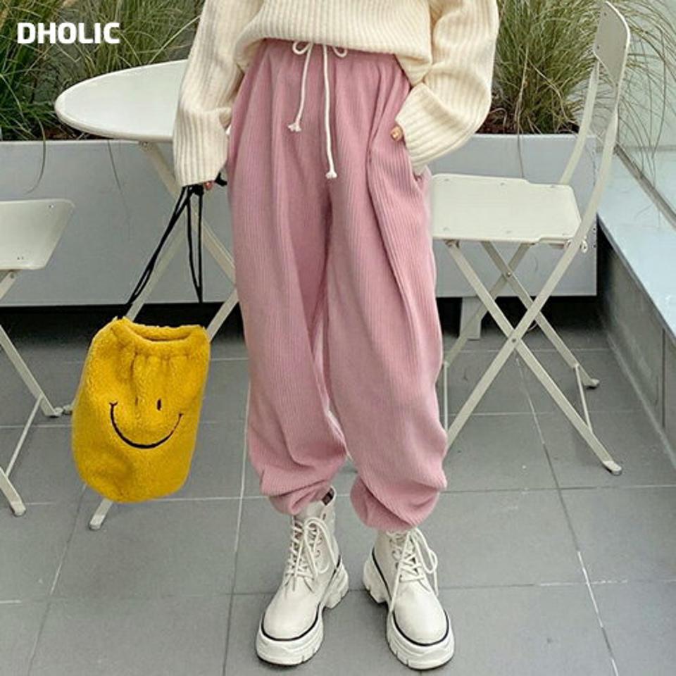 裏起毛コーデュロイジョガーパンツ・全4色・t01457 レディース 【pt】韓国ファッション ボトムス パンツ ロング ロングパンツ 裏起毛 コーデュロイ ジョガーパンツ 無地 シンプル ウエストゴム ポケット 体型カバー カジュアル 秋 冬 NIJU