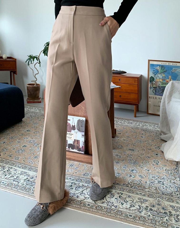 裏起毛スラックスパンツ・全3色・t65616 レディース 【pt】韓国ファッション ボトムス ロング ロングパンツ スラックスパンツ スラックス 裏起毛 ストレート ハイウエスト ロング丈 異素材 無地 ベーシック シンプル 体型カバー カジュアル 秋 冬