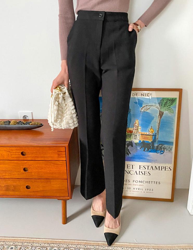 裏起毛スラックスパンツ・全3色・t65616 レディース 【pt】韓国ファッション ボトムス ロング ロングパンツ スラックスパンツ スラックス 裏起毛 ストレート ハイウエスト ロング丈 異素材 無地 ベーシック シンプル 体型カバー カジュアル 秋 冬