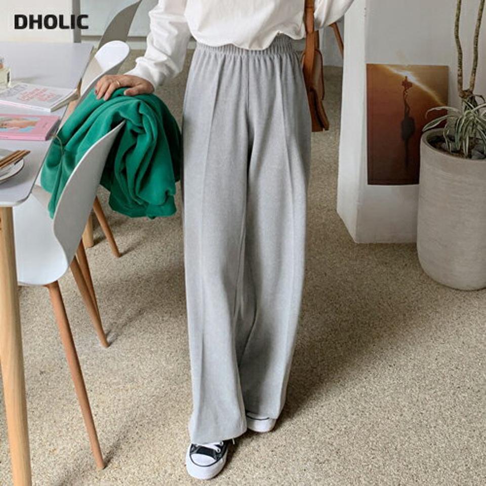 裏起毛リブワイドパンツ・全3色・b65622 レディース 【pt】韓国ファッション ボトムス ロング ロングパンツ 裏起毛 リブ ワイドパンツ ロング丈 ハイウエスト ストレート 異素材 無地 シンプル 体型カバー カジュアル 秋 冬