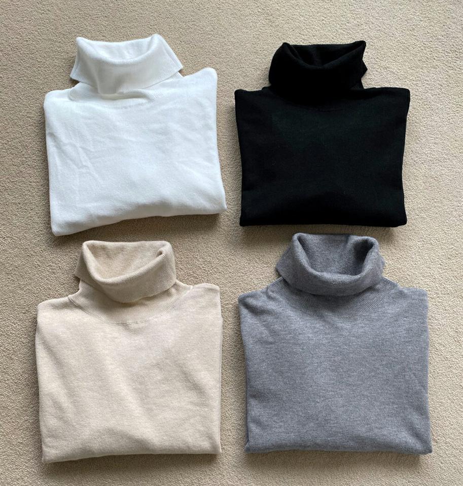 タートルネックパフニット・全4色・t66238 レディース 【tops】韓国ファッション トップス ニット 年上 大人 長袖 タートルネック パフ 無地 ベーシック シンプル スリム フェミニン カジュアル 骨格ウェーブ 秋 冬