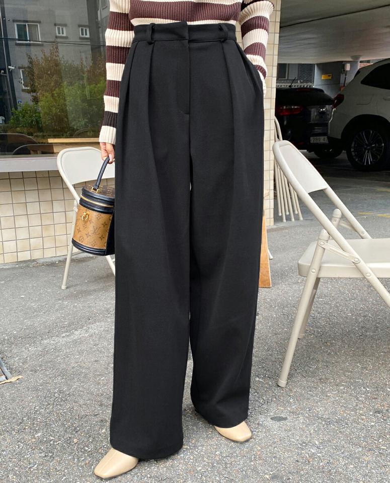 裏起毛ツータックワイドスラックス・全3色・t66258 レディース 【pt】韓国ファッション ボトムス ロング ロングパンツ スラックスパンツ スラックス 裏起毛 ツータック ワイド ストレート ロング丈 無地 シンプル カジュアル 秋 冬