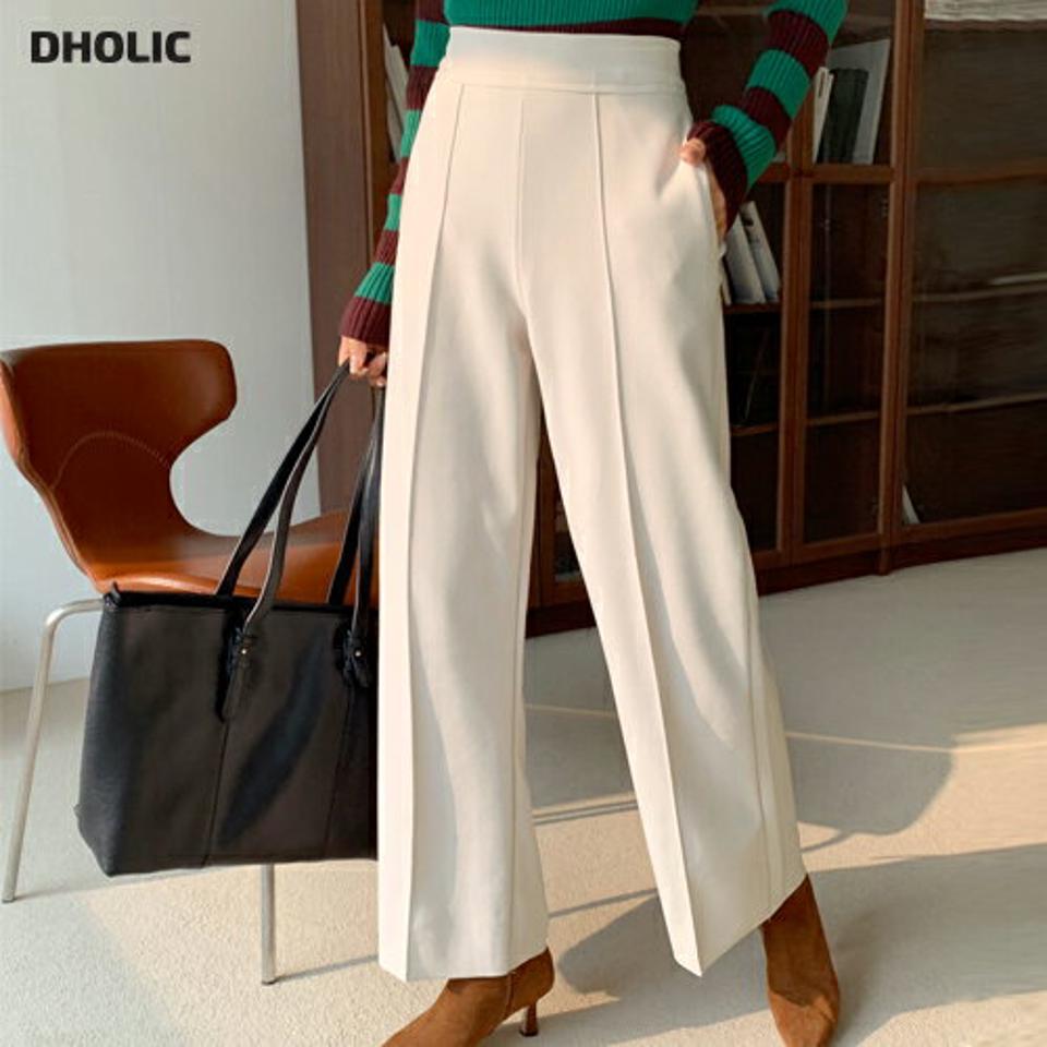 裏起毛ハイウエストストレートパンツ・全4色・b66260 レディース 【pt】韓国ファッション ボトムス ロング ロングパンツ 裏起毛 ハイウエスト ストレートパンツ ロング丈 異素材 無地 ベーシック シンプル 体型カバー カジュアル 秋 冬