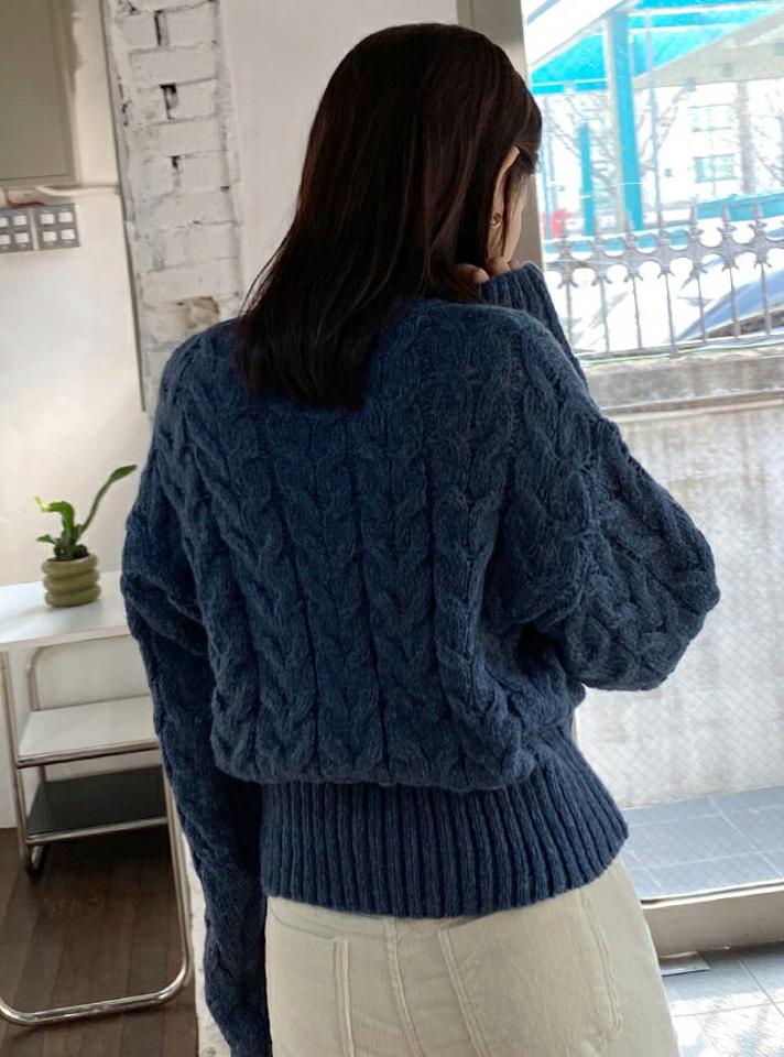 ラウンドケーブル編みニット・全5色・t62839 レディース 【tops】韓国ファッション トップス ニット 大人 長袖 ラウンドネック ケーブル編み シンプル 異素材 ルーズ 体型カバー フェミニン カジュアル デイリー 秋 冬