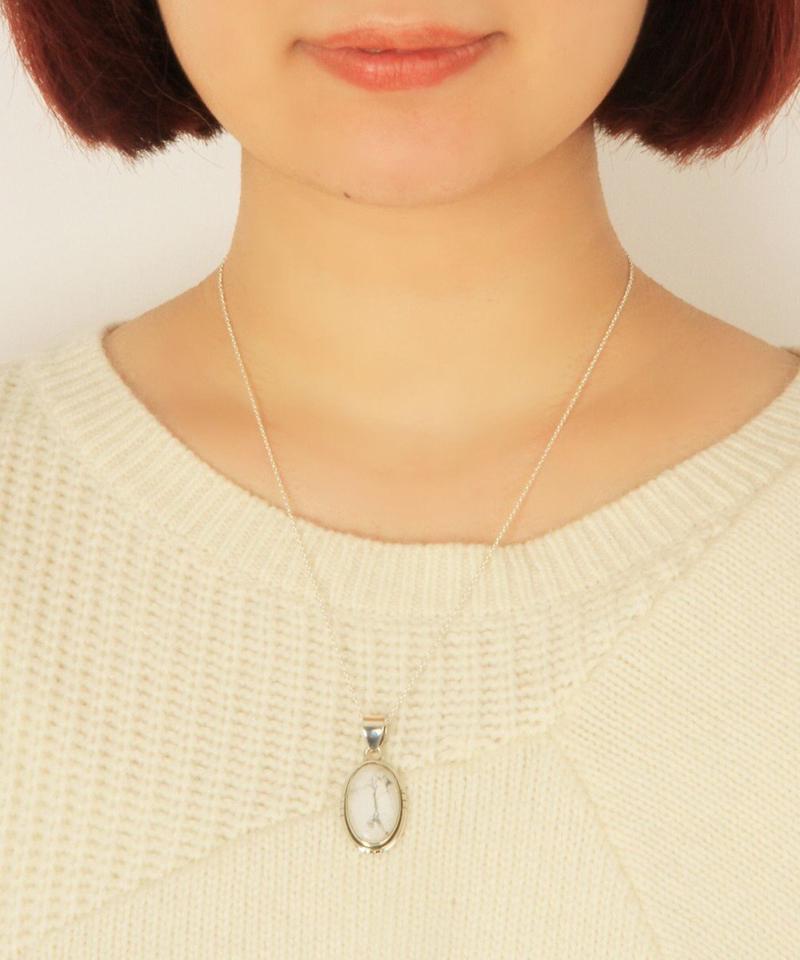 【フランス1点ものペンダント】ハウライト楕円二重ネックレス