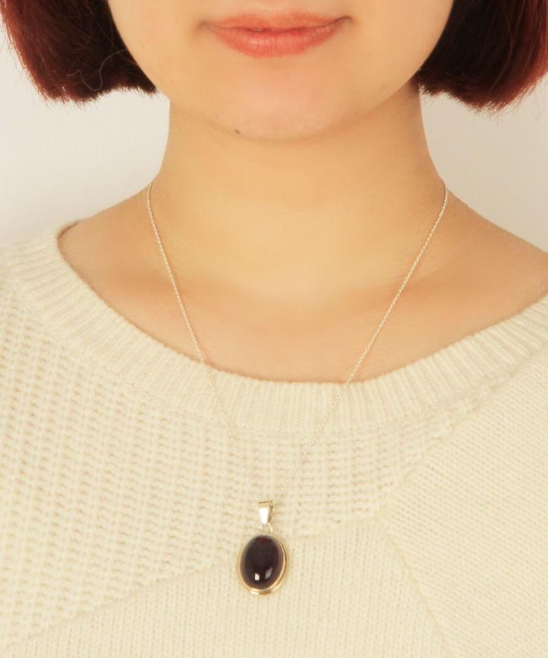 【フランス1点ものペンダント】アメジスト楕円二重ネックレス