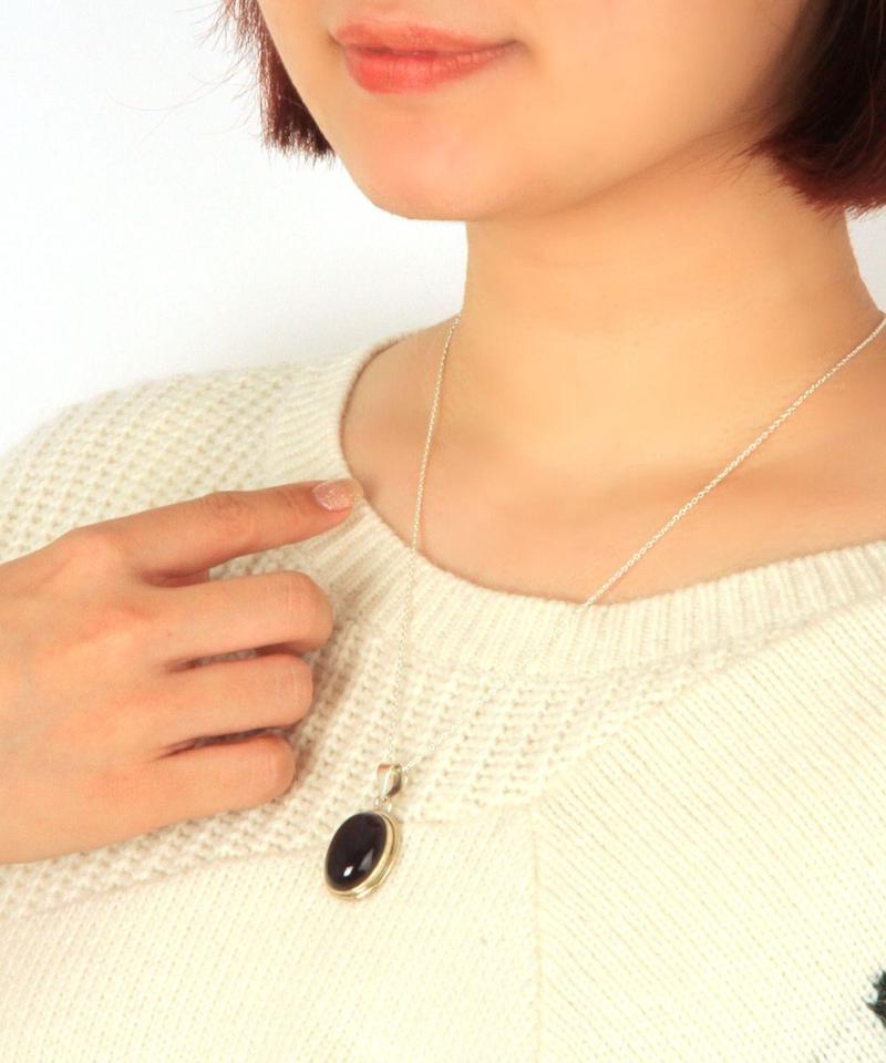【フランス1点ものペンダント】アメジスト楕円二重ネックレス