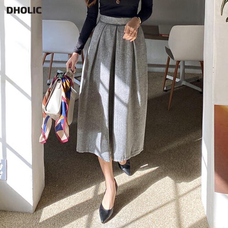 ヘリンボーンフレアパンツ・全2色・b00667 レディース 【pt】パンツ ズボン クロップド丈 フレアパンツ ヘリンボーン シック 大人 モード ウール スカンツ 秋 冬 韓国ファッション ハイホリHIHOLLI