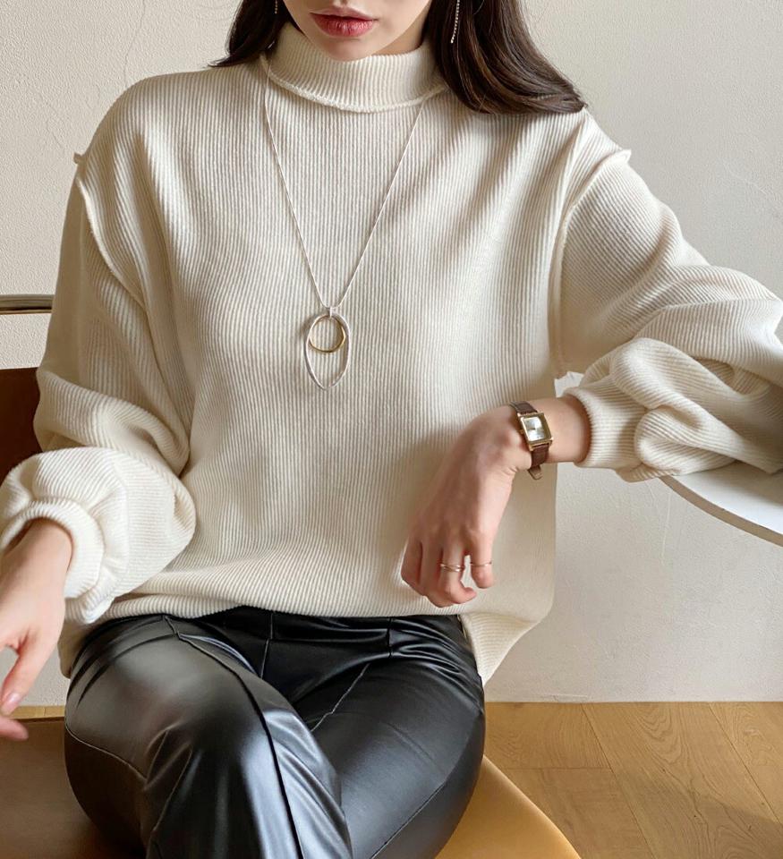 【KILL PRICE】ハーフネックリバースリブニット・全4色・t00650 レディース 【tops】トップス ニット リブニット 長袖 ハーフネック ニットトップス 単色 無地 シンプル カジュアル ラフ 秋 冬 韓国ファッション ハイホリHIHOLLI【KILL】
