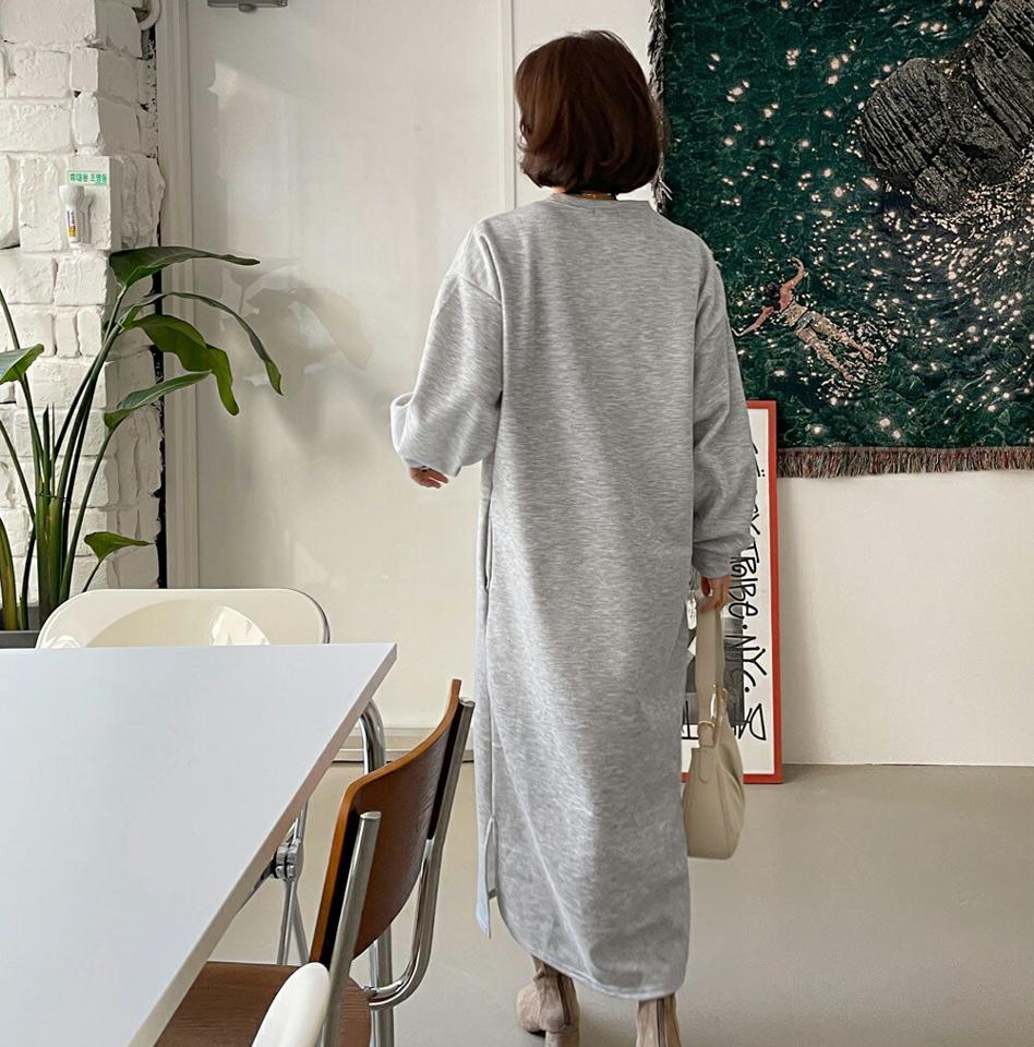 裏起毛スウェットロングワンピース・全4色・b58569 レディース 【ops】韓国ファッション ワンピース ロング ロングワンピース 長袖 ラウンドネック 裏起毛 スウェットワンピース ワンマイルウェア 無地 ベーシック シンプル 体型カバー カジュアル 秋 冬