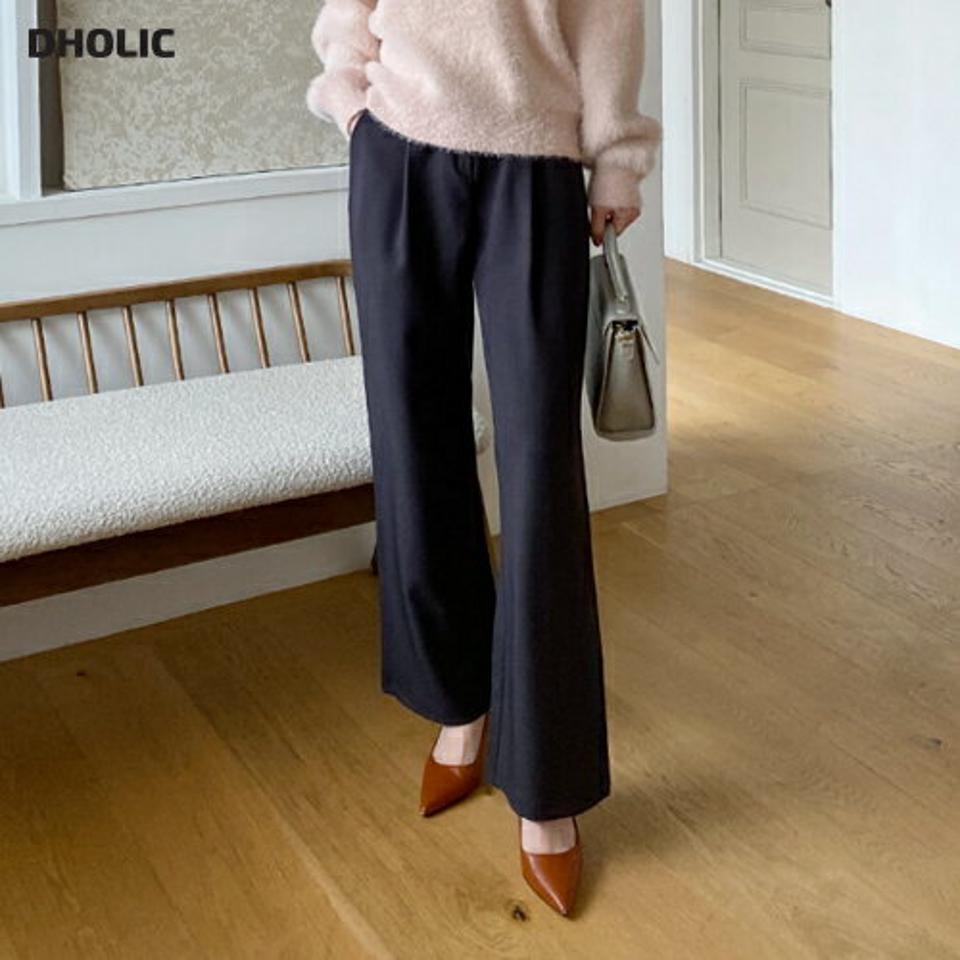 ピンタックワイドスラックスパンツ・全3色・t71088 レディース 【pt】スラックス パンツ ズボン ワイドパンツ 単色 無地 タック 大人 シンプル ベーシック オフィスカジュアル 秋 冬 韓国ファッション ハイホリHIHOLLI