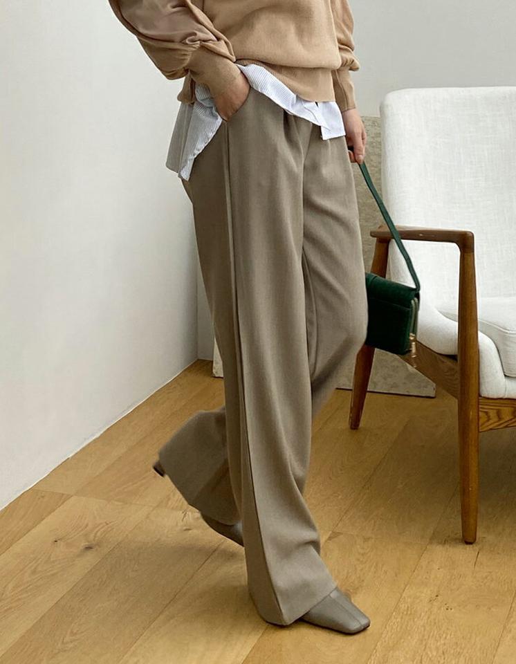 ピンタックワイドスラックスパンツ・全3色・t71088 レディース 【pt】スラックス パンツ ズボン ワイドパンツ 単色 無地 タック 大人 シンプル ベーシック オフィスカジュアル 秋 冬 韓国ファッション ハイホリHIHOLLI