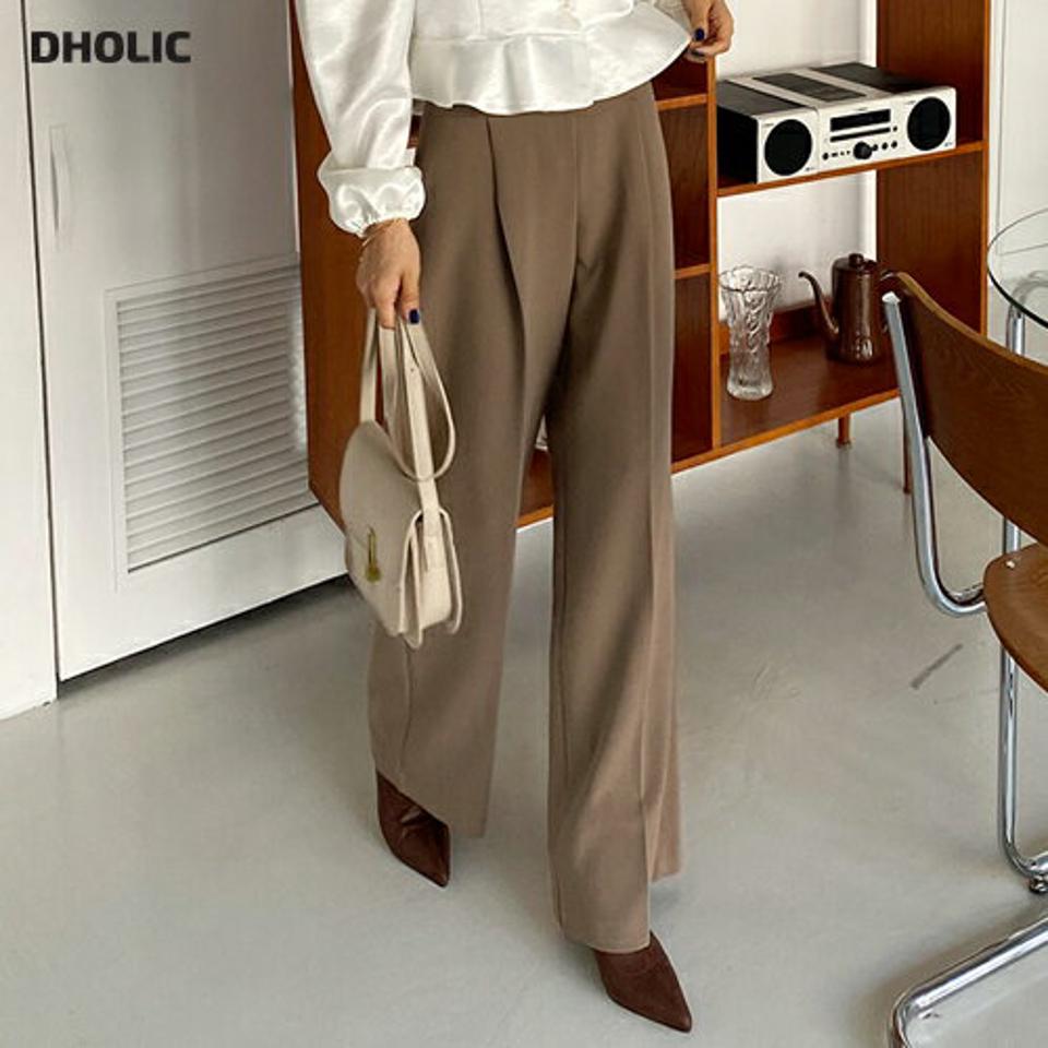 フェイクポケットワイドスラックス・全3色・t65857 レディース 【pt】韓国ファッション ボトムス ロング ロングパンツ スラックスパンツ スラックス フェイクポケット ワイド 無地 シンプル ストレート 異素材 体型カバー カジュアル デイリー 秋 冬