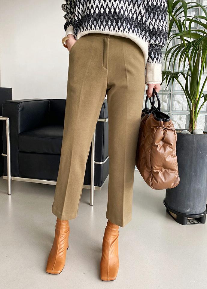 即日配送 両起毛テーパードスラックスパンツ・全3色・t00386 レディース 【pt】パンツ ズボン ロングパンツ スラックス テーパードパンツ 起毛 裏起毛 単色 無地 シンプル ベーシック 大人 オフィスカジュアル 暖かい 冬 韓国ファッション ハイホリHIHOLLI