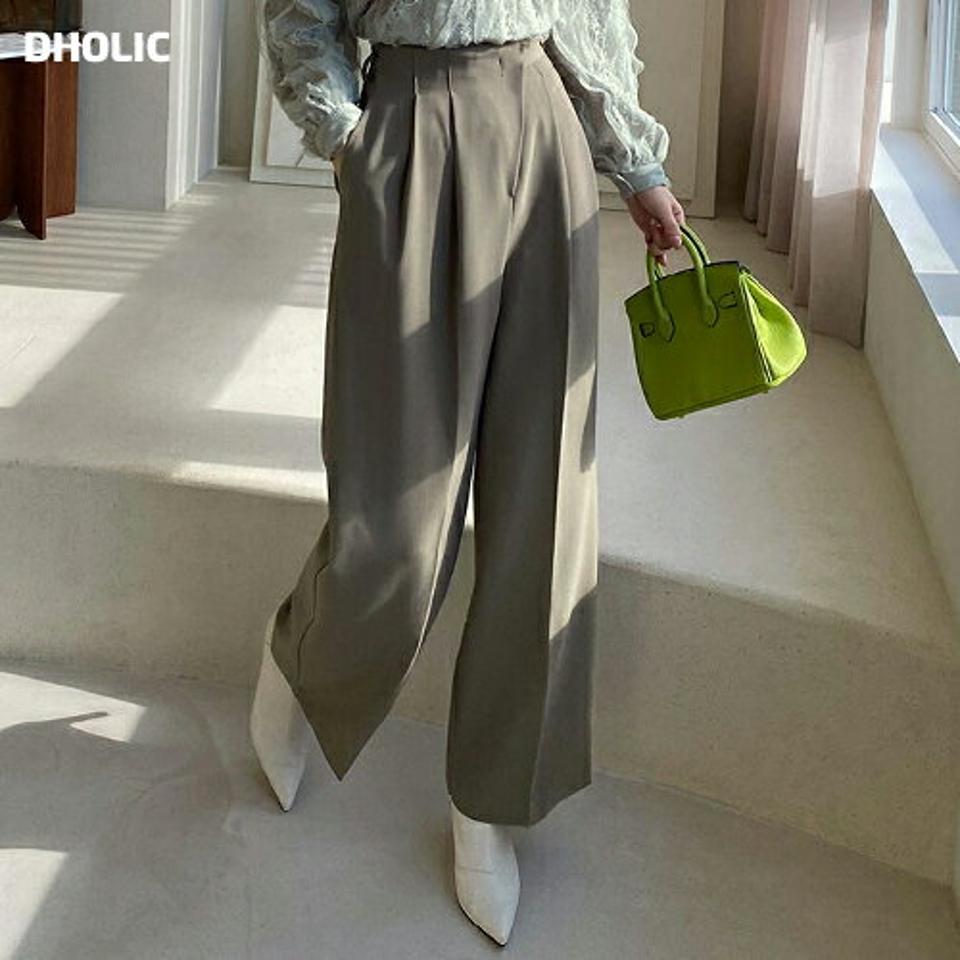 【マラソン特価】ベルトラップワイドスラックス・全2色・t00385 レディース 【pt】スラックス パンツ ズボン ロングパンツ 長ズボン ワイドパンツ ベルトループ ラップパンツ 単色 無地 オフィスカジュアル 秋 冬 韓国ファッション ハイホリHIHOLLI セール