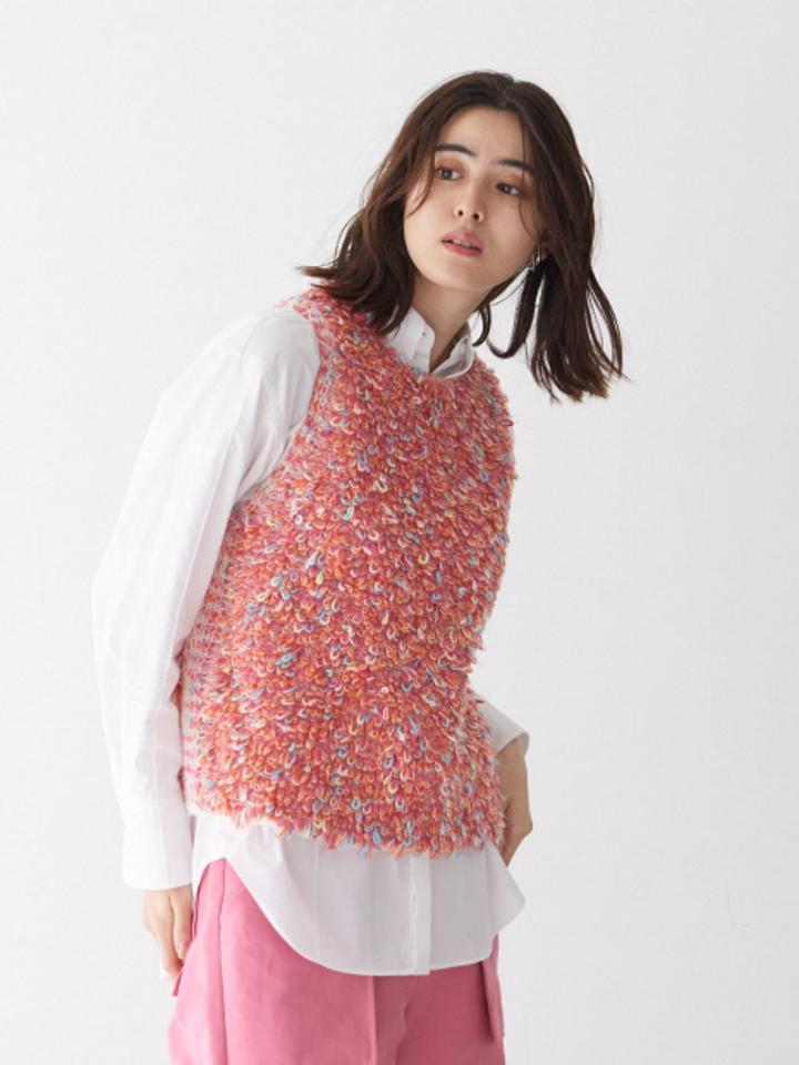 【boussole×qualite】カラーパイルノースリーブニット