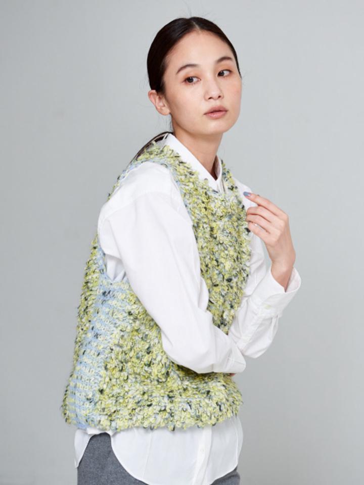 【boussole×qualite】カラーパイルノースリーブニット