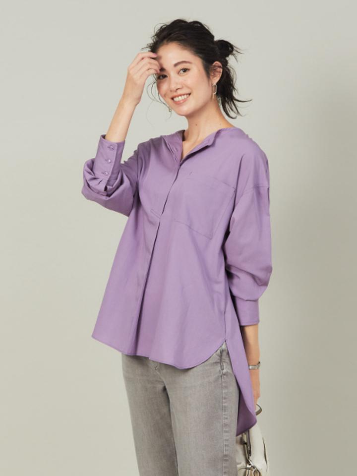 【WEB＆一部店舗限定】ノーカラーフロントタックシャツ