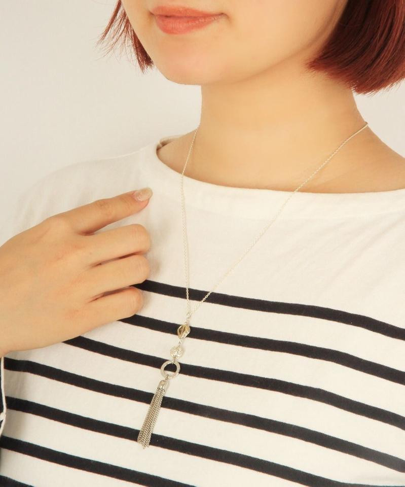 SS925 シトリン×ガラスタッセルネックレス