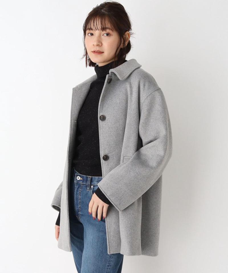 ウール混シャギーステンカラーコート