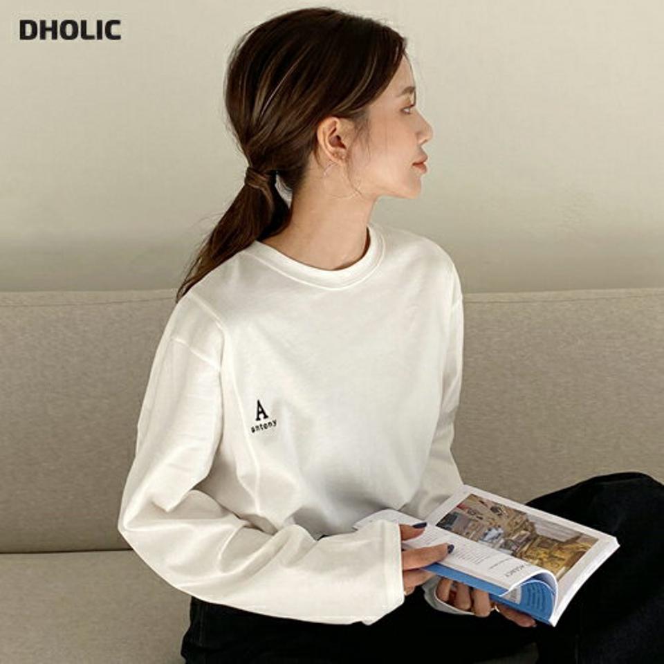 レタリングラウンドTシャツ・全3色・t65660 レディース 【tops】韓国ファッション トップス Tシャツ 大人 長袖 ラウンドネック レタリング ロゴ シンプル カジュアル 体型カバー ルーズ 細身 フェミニン デイリー 秋 冬