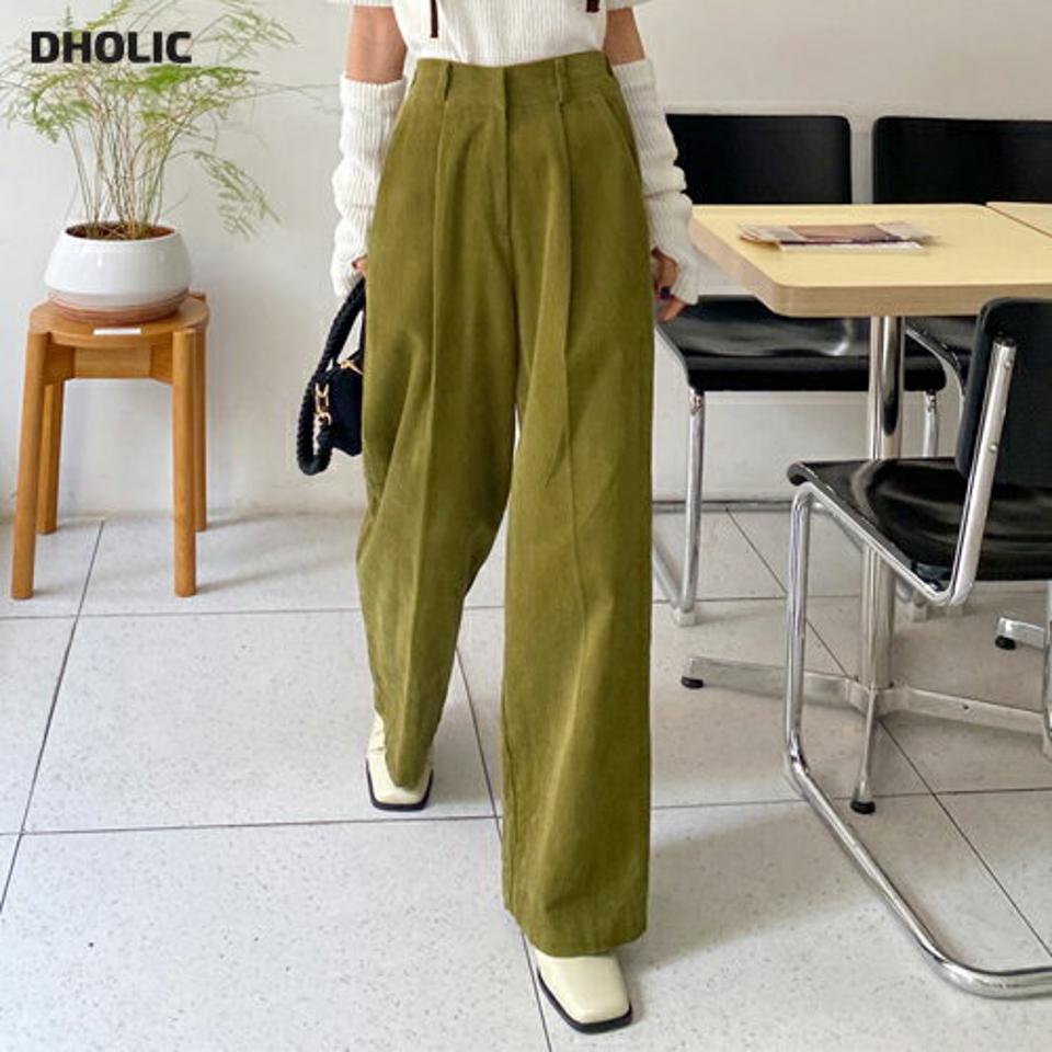 ワイドコーデュロイパンツ・全3色・t65698 レディース 【pt】韓国ファッション ボトムス ロング ロングパンツワイド コーデュロイパンツ ハイウエスト タック ポケット 体型もカバー ウエストゴム シンプル カジュアル デイリー 秋 冬