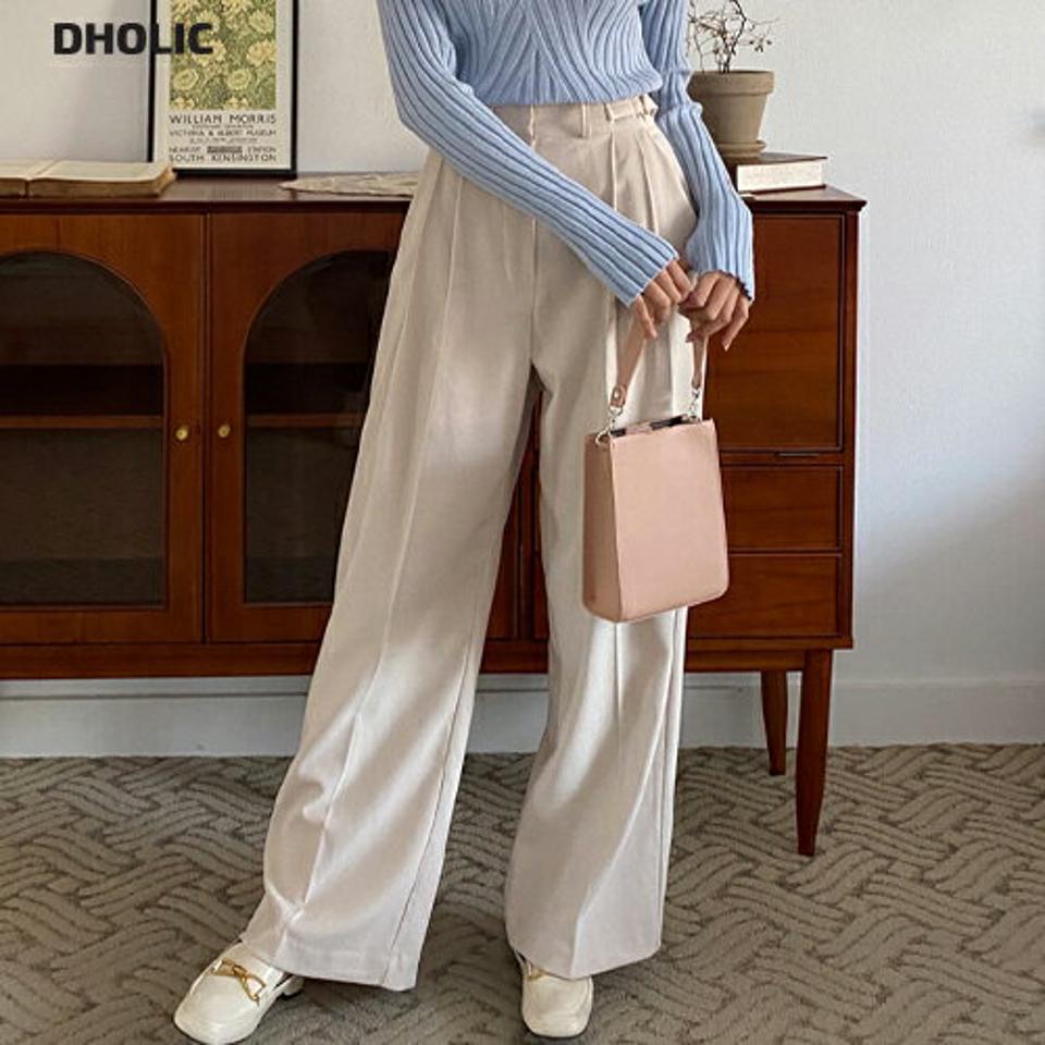 サイドベルトスラックスパンツ・全3色・t01528 レディース 【pt】韓国ファッション ボトムス パンツ ロング ロングパンツ スラックスパンツ サイドベルト シック ワイド スラックス ロング丈 ストレート 無地 シンプル 足長 体型カバー 秋 冬 NIJU