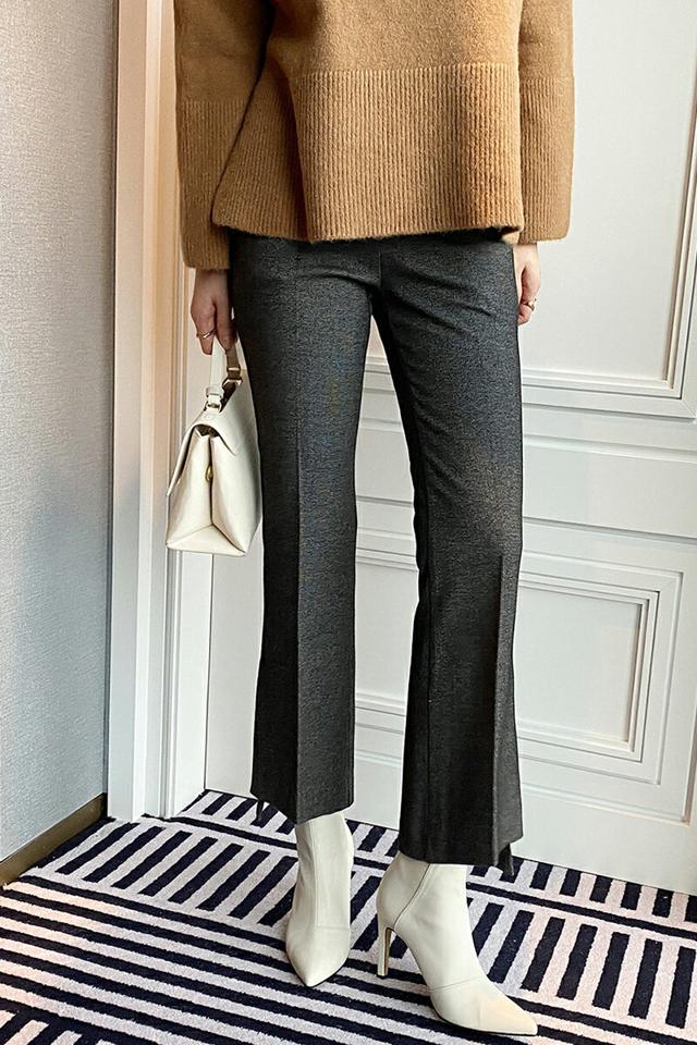 2TYPE裏起毛スリットフレアスラックスパンツ・全4色・b71154 レディース 【pt】スラックス パンツ ズボン ロングパンツ フレアパンツ スリット 裏起毛 単色 無地 シンプル 大人 チェック柄 オフィス 冬 韓国ファッション ハイホリHIHOLLI