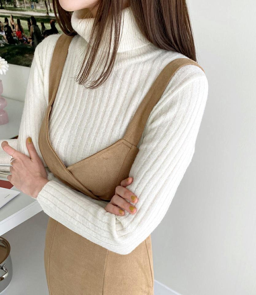 【LUCKY PRICE】リブタートルネックニット・全7色・t62912 レディース 【tops】韓国ファッション トップス ニット 大人 長袖 タートルネック リブ カラーニット 異素材 無地 ベーシック シンプル 体型カバー フェミニン カジュアル デイリー ガーリー 秋 冬 セール