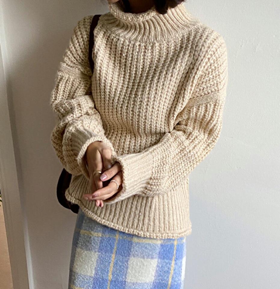 【只今10%OFF】ハイネックルーズフィットニット・全3色・b66286 レディース 【tops】韓国ファッション トップス ニット 大人 長袖 ハイネック ルーズ 異素材 ドロップショルダー 無地 ベーシック シンプル 体型カバー フェミニン デイリー ガーリー 秋 冬【ニットセール】