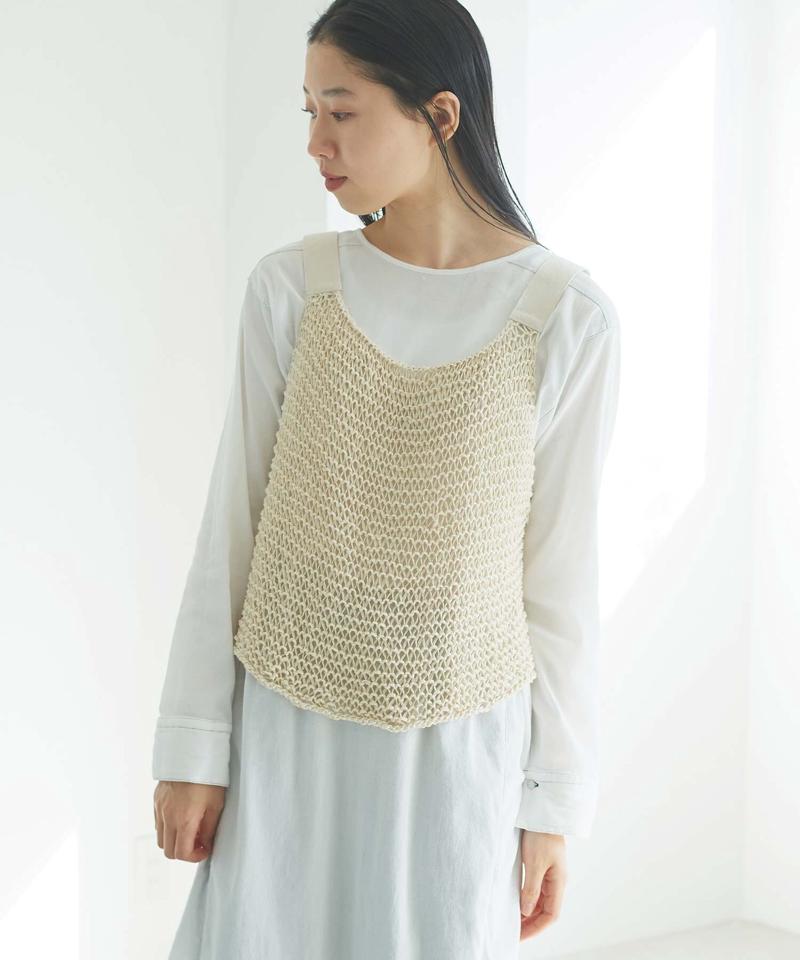 【予約販売】○フラット綿棒針編み ざっくり編みベスト（cardo fabrica）