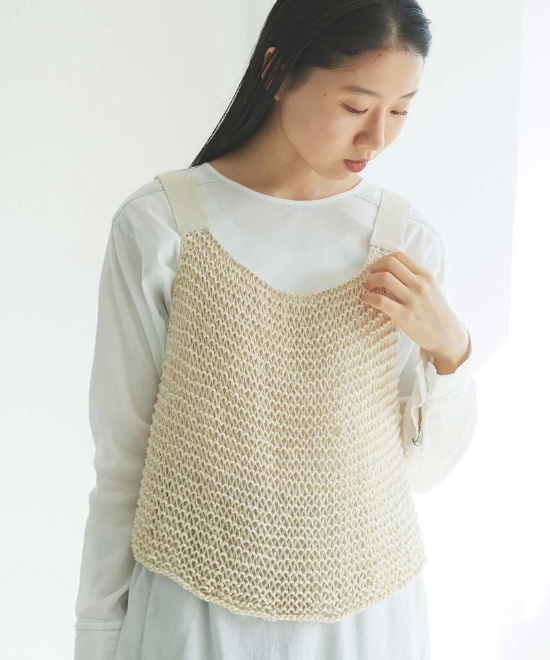 【予約販売】○フラット綿棒針編み ざっくり編みベスト（cardo fabrica）