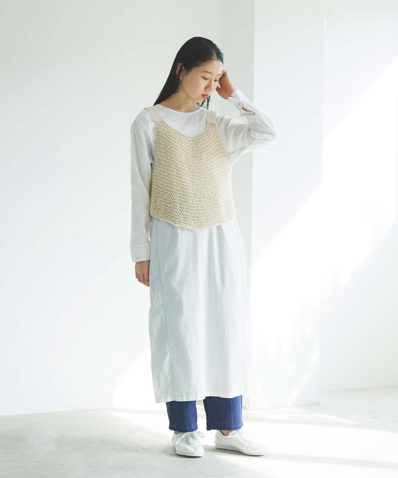 【予約販売】○フラット綿棒針編み ざっくり編みベスト（cardo fabrica）