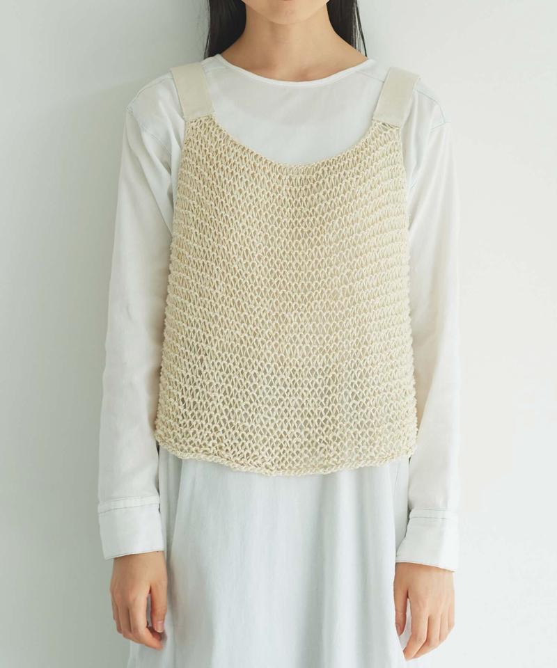 【予約販売】○フラット綿棒針編み ざっくり編みベスト（cardo fabrica）