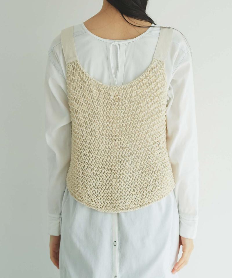 【予約販売】○フラット綿棒針編み ざっくり編みベスト（cardo fabrica）