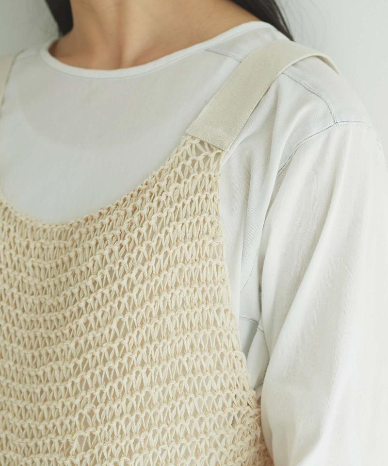 【予約販売】○フラット綿棒針編み ざっくり編みベスト（cardo fabrica）