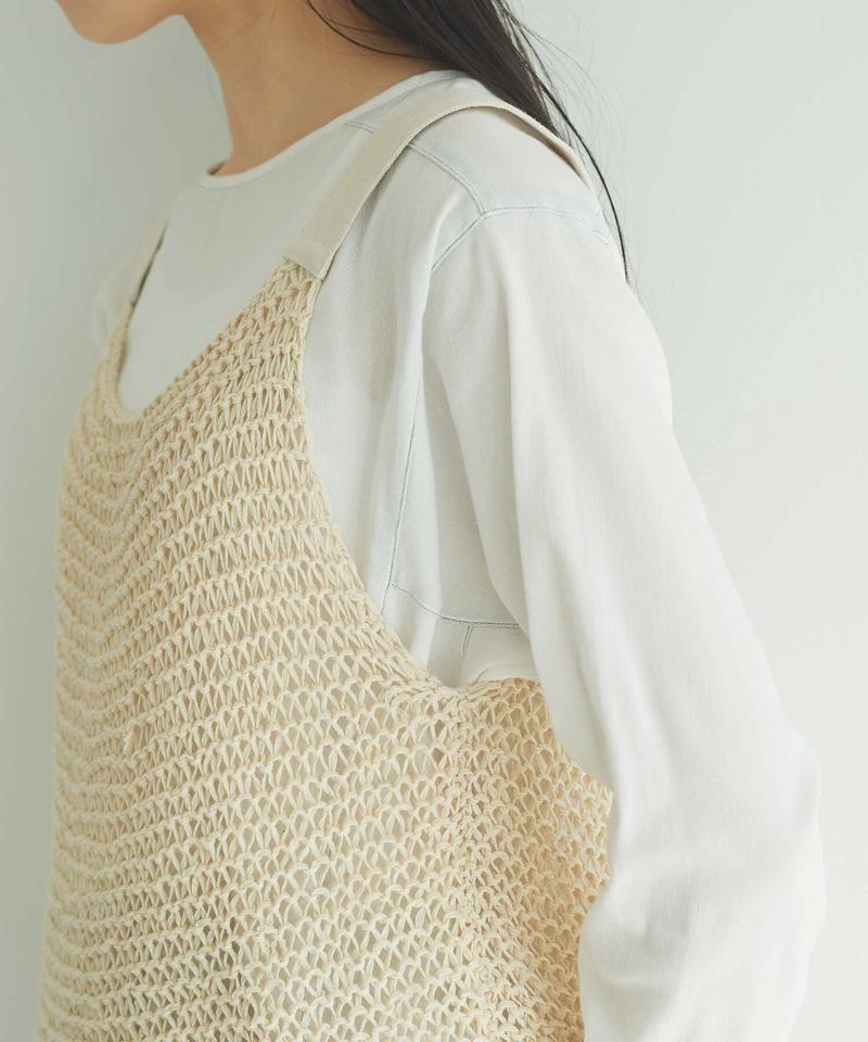 【予約販売】○フラット綿棒針編み ざっくり編みベスト（cardo fabrica）