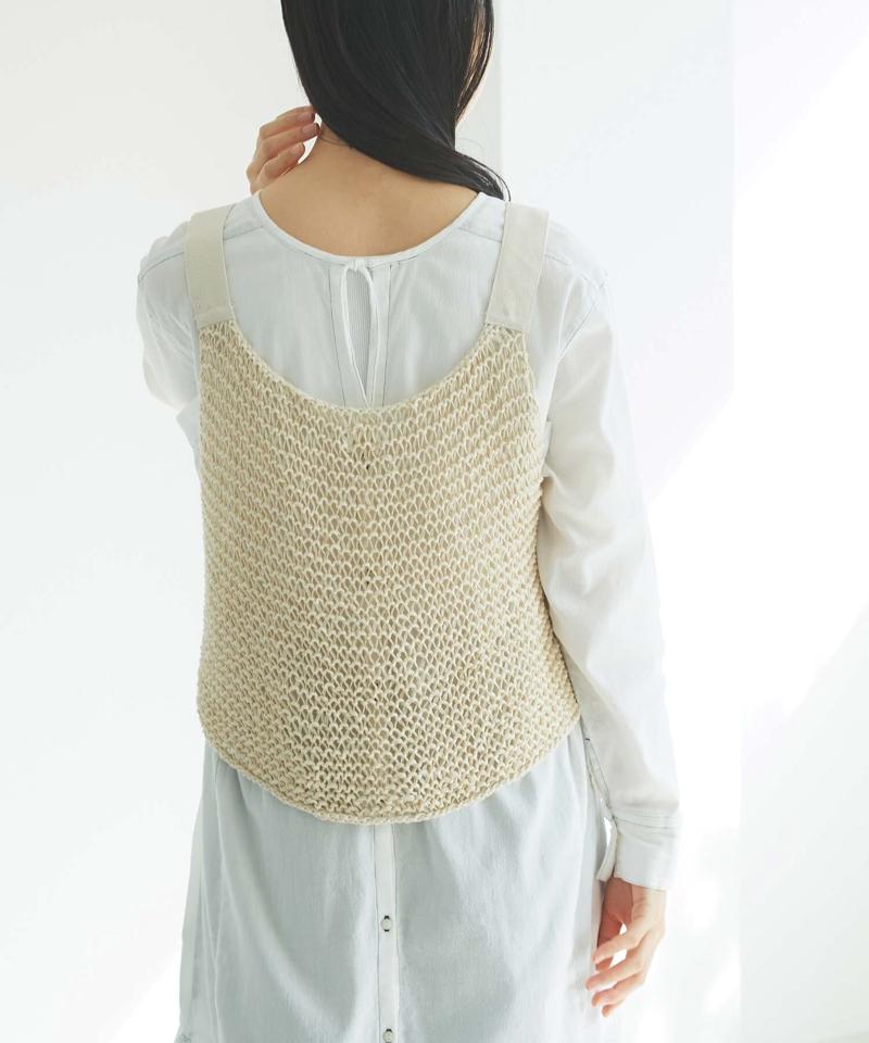 【予約販売】○フラット綿棒針編み ざっくり編みベスト（cardo fabrica）