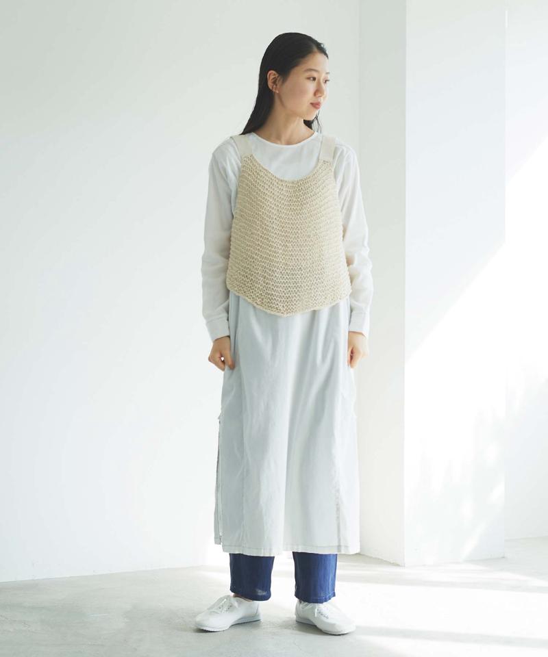 【予約販売】○フラット綿棒針編み ざっくり編みベスト（cardo fabrica）