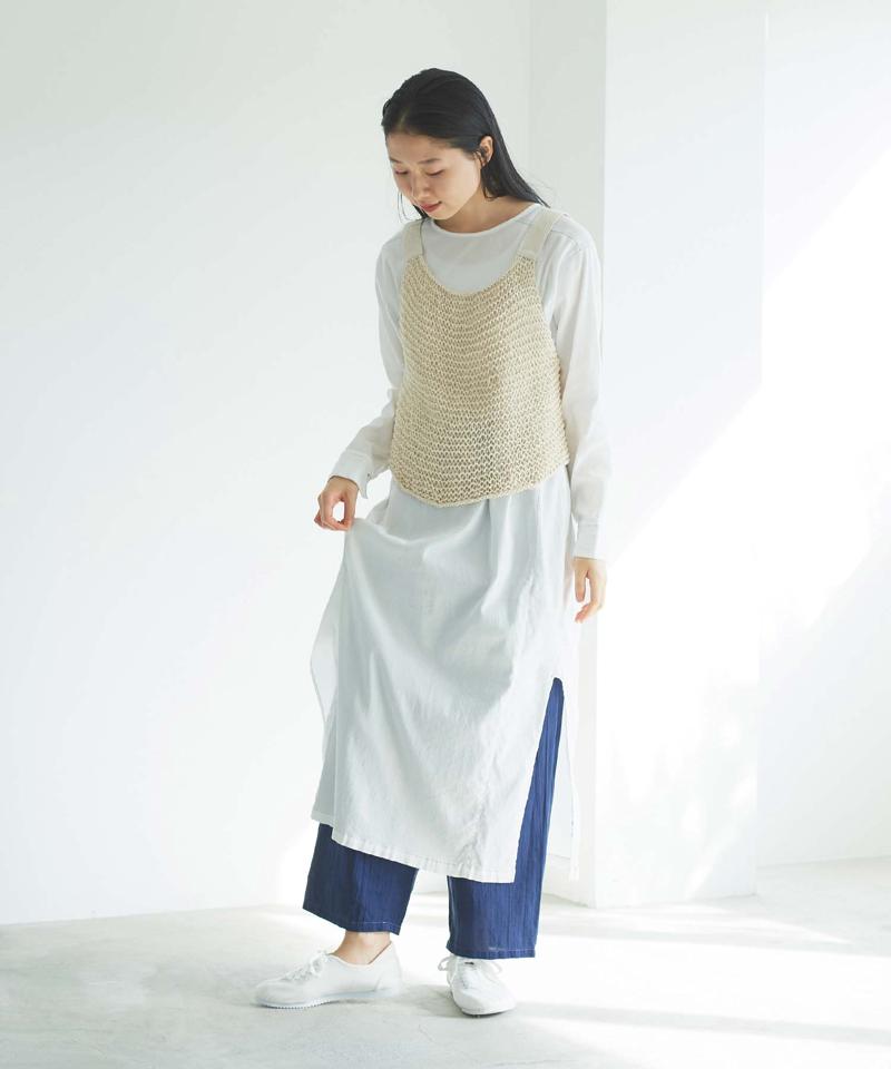 【予約販売】○フラット綿棒針編み ざっくり編みベスト（cardo fabrica）
