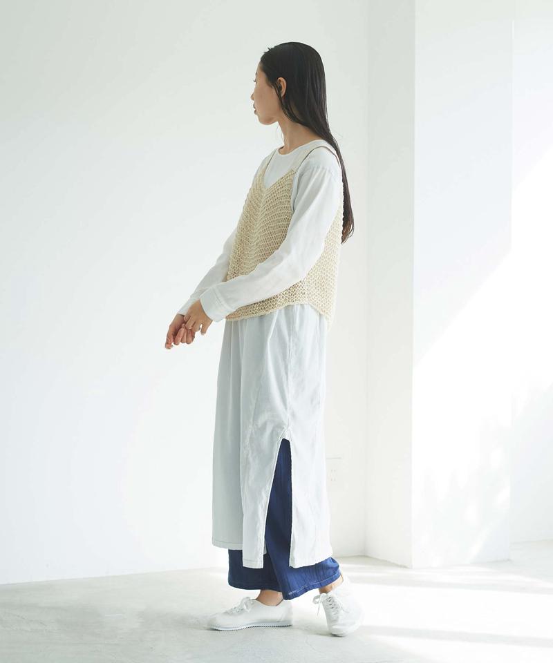 【予約販売】○フラット綿棒針編み ざっくり編みベスト（cardo fabrica）